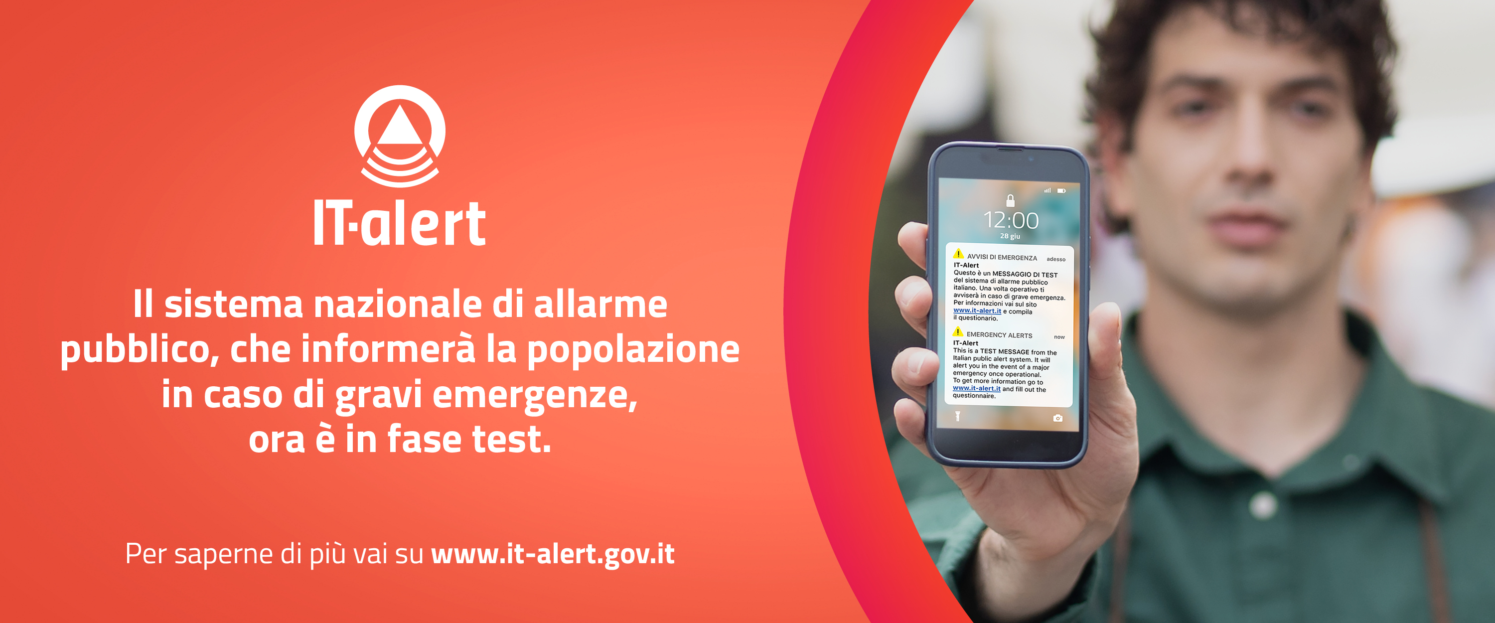 Sistema di allarme pubblico IT-alert  - Fase di sperimentazione - Lunedì 10 luglio alle ore 12.00 il primo messaggio di test a tutti gli utenti del territorio dell'Emilia-Romagna