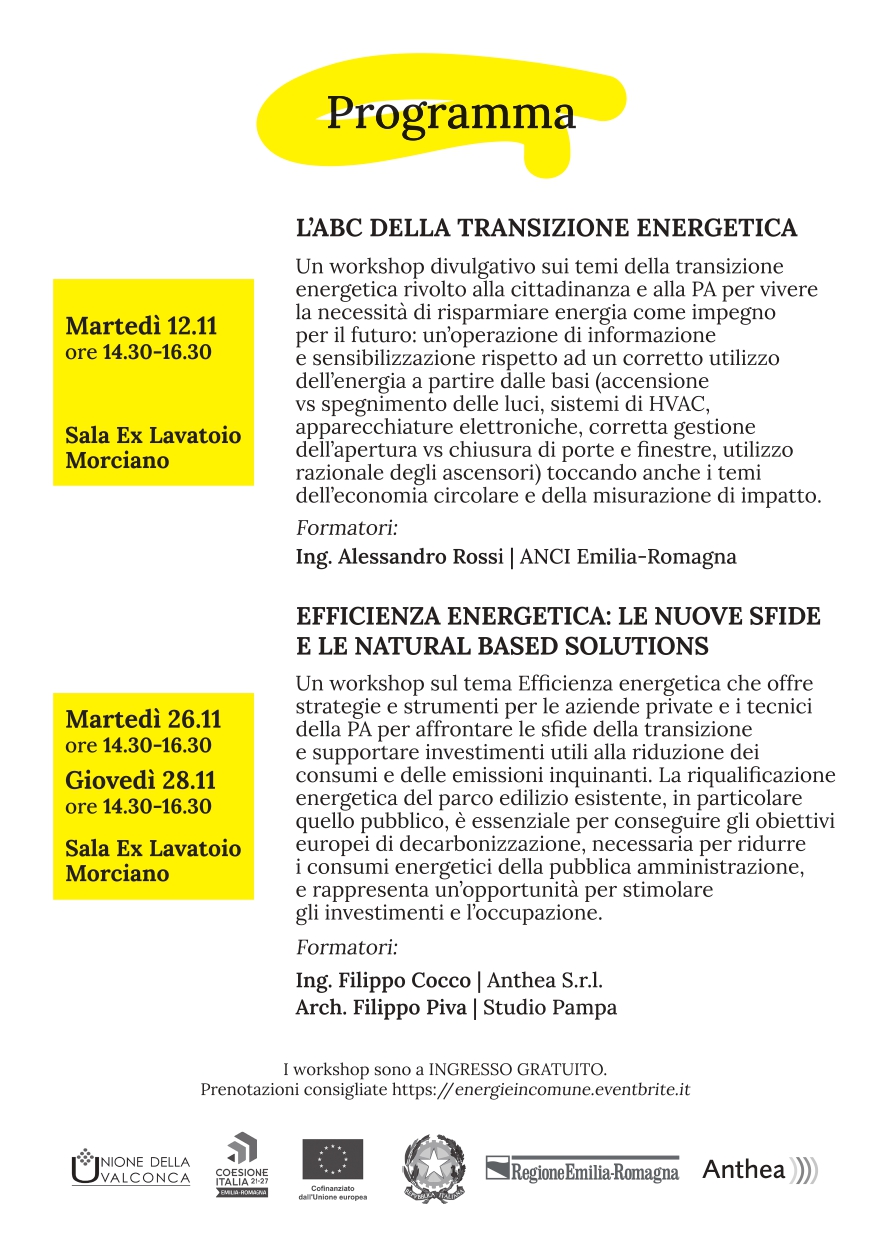 I Comuni della Valconca per la transizione energetica: ciclo di appuntamenti formativi e divulgativi