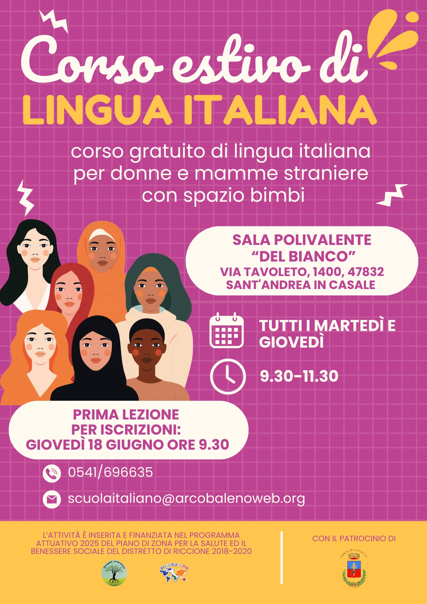 Corso gratuito di lingua italiana per donne e mamme straniere: al via le iscrizioni a Sant’Andrea in Casale