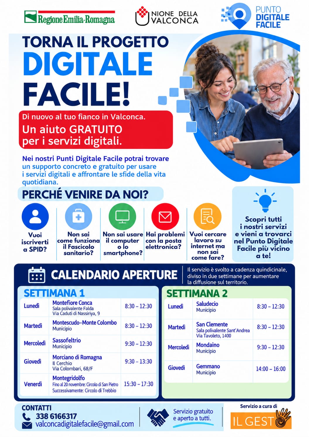 Torna Digitale Facile in Valconca: nove sportelli gratuiti per aiutare i cittadini con i servizi online